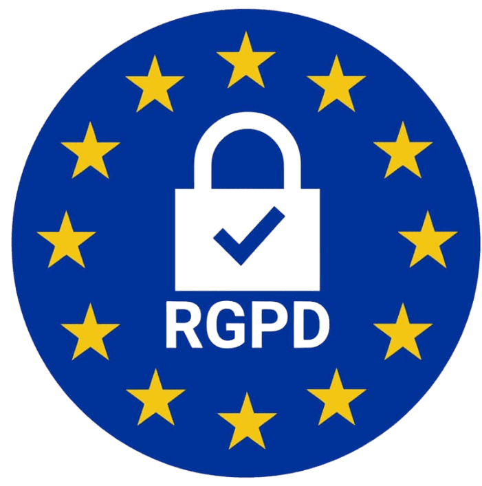 Logo RGPD : cadenas validé entouré des étoiles européennes
