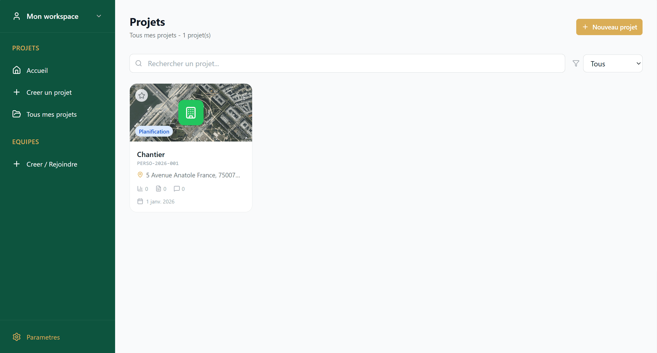 Dashboard de gestion de projet